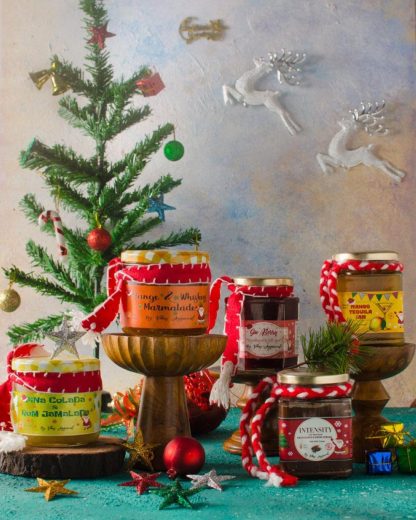 A range of artisanal homemade fruit preserves swirled with boozy merriment