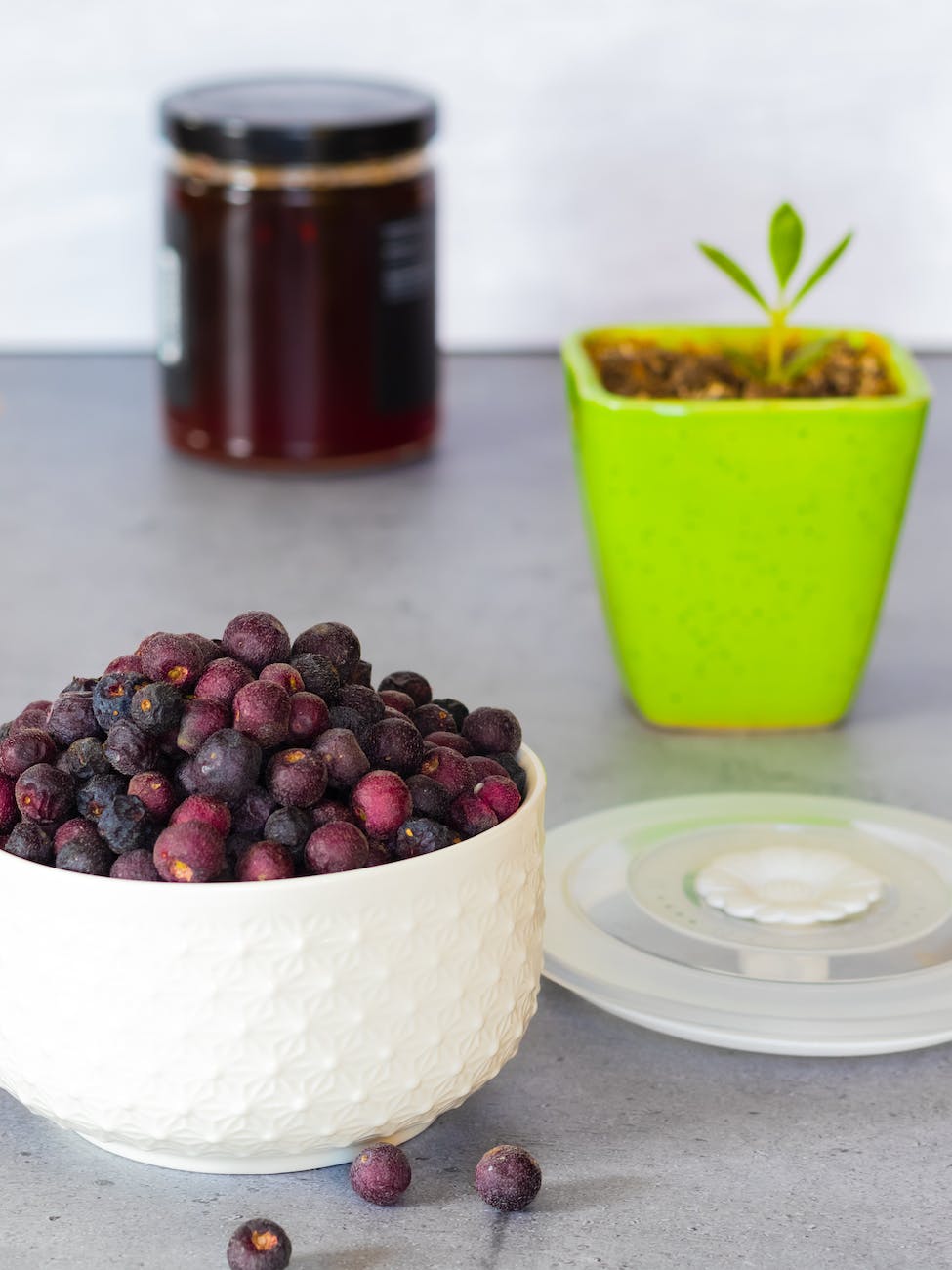 berries on white ceramic bowl