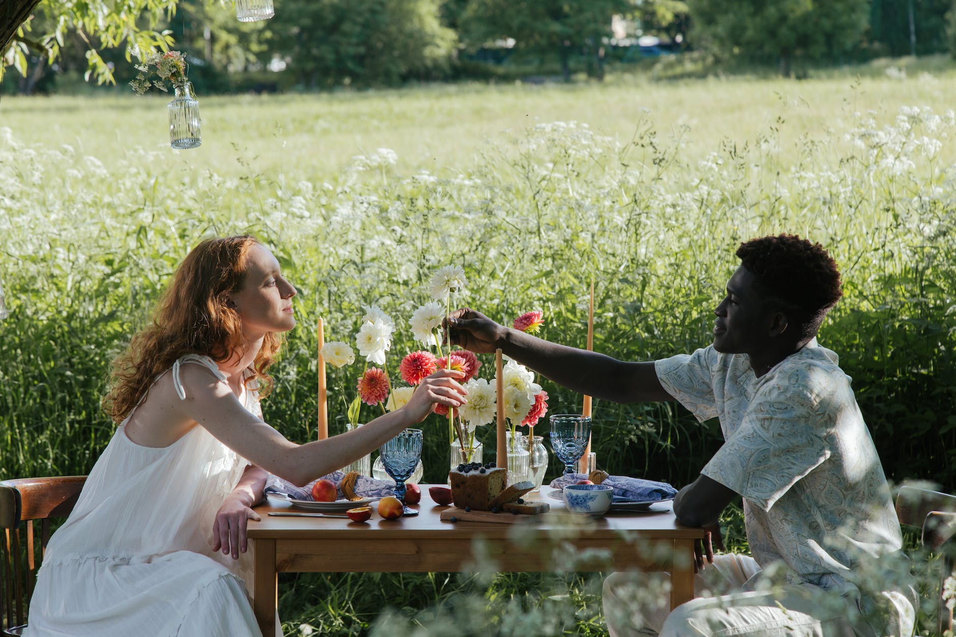 a couple dating in the farm field