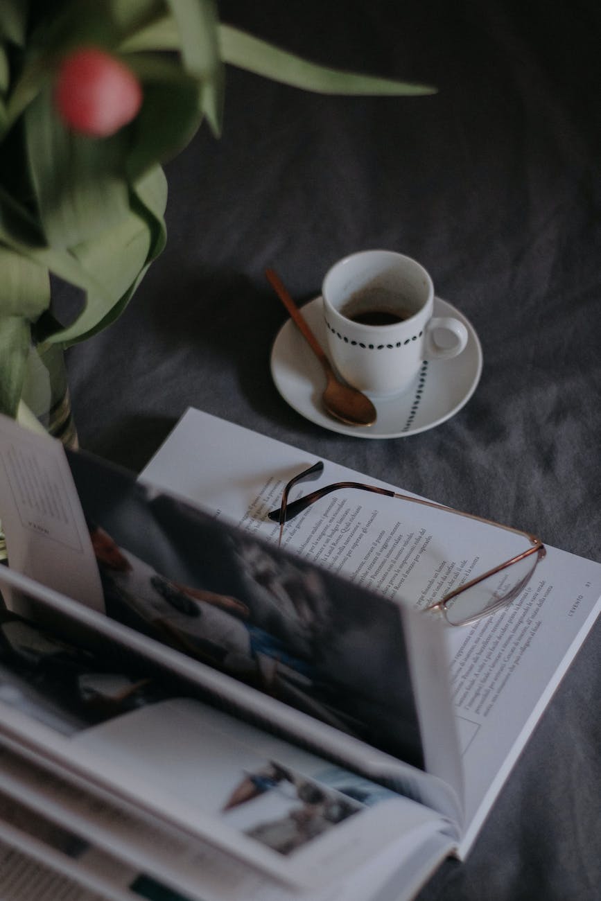 a book and a cup of coffee