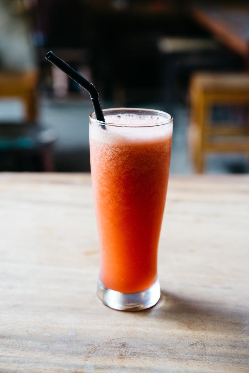 close up photo of a watermelon smoothie drink