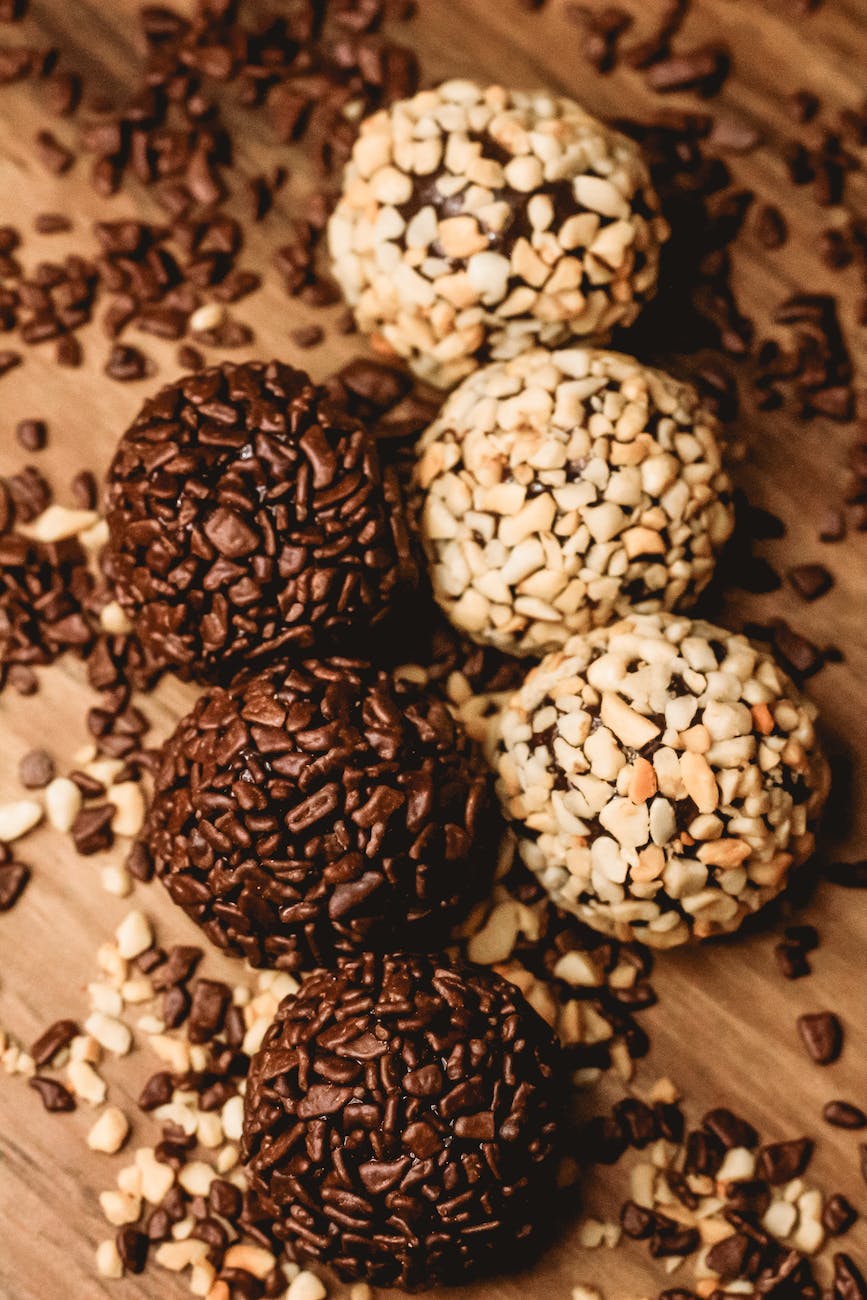 desserts on brown wooden surface